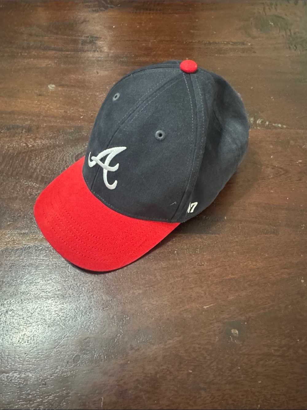 Kids Navy and Red Baseball Cap with Embroidered 'A' Accent